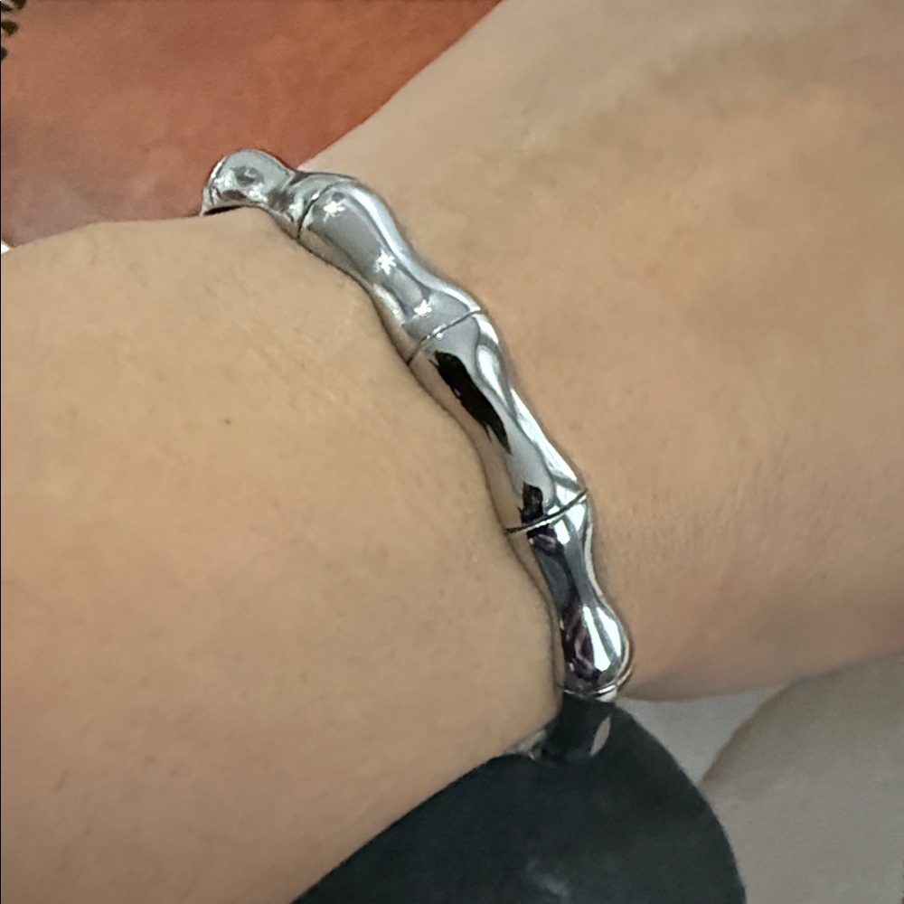 Silver Bamboo-Style stainless steel Bracelet